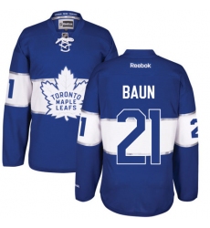 Men's Reebok Toronto Maple Leafs #21 Bobby Baun Authentic Royal Blue 2017 Centennial Classic NHL Jersey