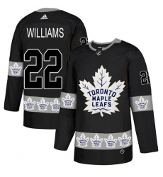 Men's Adidas Toronto Maple Leafs #22 Tiger Williams Authentic Black Team Logo Fashion NHL Jersey