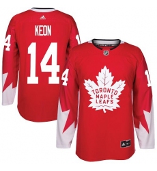 Men's Adidas Toronto Maple Leafs #14 Dave Keon Authentic Red Alternate NHL Jersey