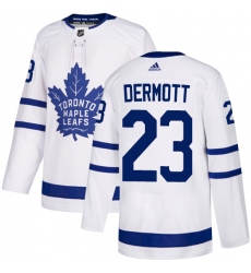 Men's Adidas Toronto Maple Leafs #23 Travis Dermott Authentic White Away NHL Jersey