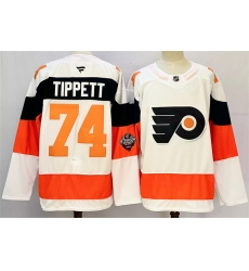 Men's Philadelphia Flyers #74 Owen Tippett White 2024-25 With A Stitched Jersey