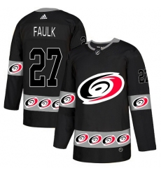 Men's Adidas Carolina Hurricanes #27 Justin Faulk Authentic Black Team Logo Fashion NHL Jersey