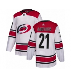 Men's Adidas Carolina Hurricanes #21 Julien Gauthier Authentic White Away NHL Jersey