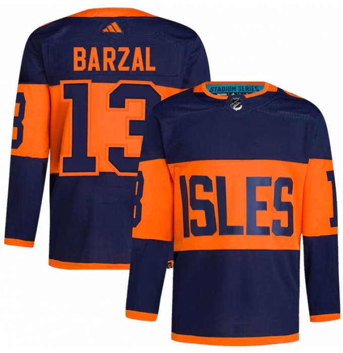 Men's New York Islanders #13 Mathew Barzal Navy 2024 Stadium Series Stitched Jersey