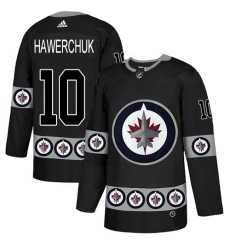 Men's Adidas Winnipeg Jets #10 Dale Hawerchuk Authentic Black Team Logo Fashion NHL Jersey