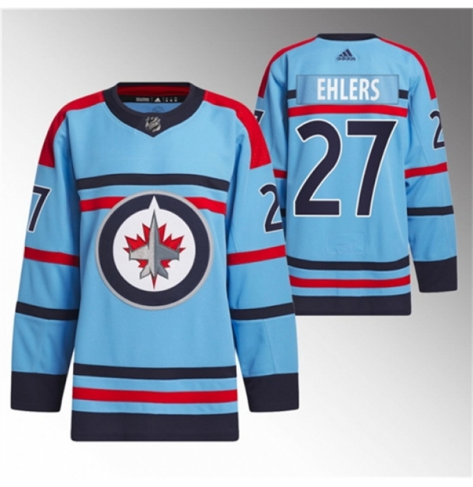 Men's Winnipeg Jets #27 Nikolaj Ehlers Light Blue Anniversary Primegreen Stitched Jersey