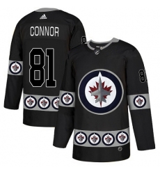 Men's Adidas Winnipeg Jets #81 Kyle Connor Authentic Black Team Logo Fashion NHL Jersey