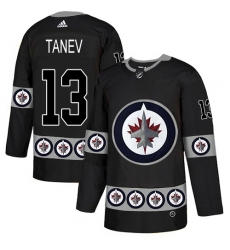 Men's Adidas Winnipeg Jets #13 Brandon Tanev Authentic Black Team Logo Fashion NHL Jersey