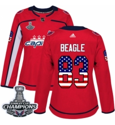 Women's Adidas Washington Capitals #83 Jay Beagle Authentic Red USA Flag Fashion 2018 Stanley Cup Final Champions NHL Jersey