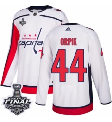 Men's Adidas Washington Capitals #44 Brooks Orpik Authentic White Away 2018 Stanley Cup Final NHL Jersey
