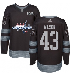 Men's Adidas Washington Capitals #43 Tom Wilson Authentic Black 1917-2017 100th Anniversary NHL Jersey