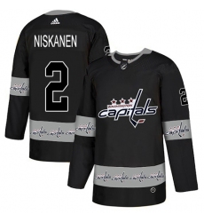 Men's Adidas Washington Capitals #2 Matt Niskanen Authentic Black Team Logo Fashion NHL Jersey