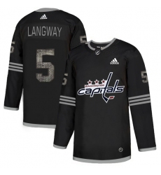 Men's Adidas Washington Capitals #5 Rod Langway Black 1 Authentic Classic Stitched NHL Jersey