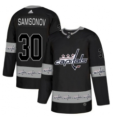 Men's Adidas Washington Capitals #30 Ilya Samsonov Authentic Black Team Logo Fashion NHL Jersey