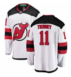 Men's New Jersey Devils #11 Chris Tierney Fanatics Branded White Away Breakaway NHL Jersey