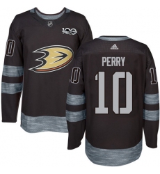 Men's Adidas Anaheim Ducks #10 Corey Perry Premier Black 1917-2017 100th Anniversary NHL Jersey