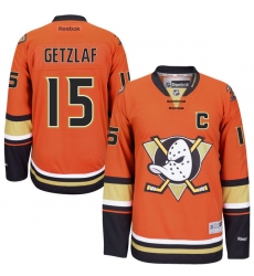 Men's Reebok Anaheim Ducks #15 Ryan Getzlaf Premier Orange Third NHL Jersey