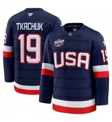 Men's USA #19 Matthew Tkachuk Navy 2025 4 Nations Face-Off Stitched Jersey