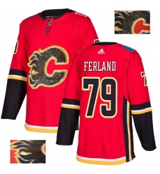 Men's Adidas Calgary Flames #79 Michael Ferland Authentic Red Fashion Gold NHL Jersey