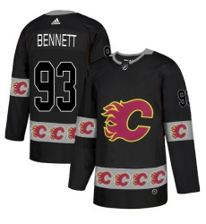Men's Adidas Calgary Flames #93 Sam Bennett Authentic Black Team Logo Fashion NHL Jersey