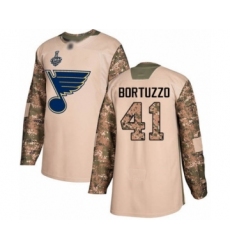 Men's St. Louis Blues #41 Robert Bortuzzo Authentic Camo Veterans Day Practice 2019 Stanley Cup Final Bound Hockey Jersey