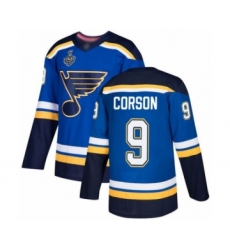 Youth St. Louis Blues #9 Shayne Corson Authentic Royal Blue Home 2019 Stanley Cup Final Bound Hockey Jersey