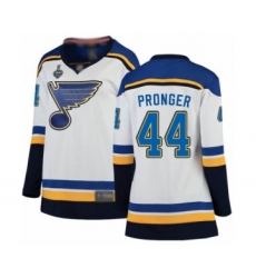 Women's St. Louis Blues #44 Chris Pronger Fanatics Branded White Away Breakaway 2019 Stanley Cup Final Bound Hockey Jersey