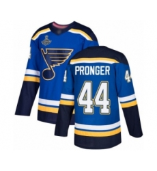 Youth St. Louis Blues #44 Chris Pronger Authentic Royal Blue Home 2019 Stanley Cup Champions Hockey Jersey