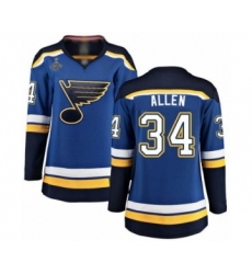 Women's St. Louis Blues #34 Jake Allen Fanatics Branded Royal Blue Home Breakaway 2019 Stanley Cup Champions Hockey Jersey