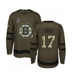 Youth Boston Bruins #17 Milan Lucic Authentic Green Salute to Service 2019 Stanley Cup Final Bound Hockey Jersey