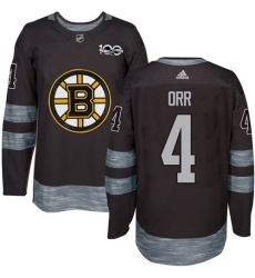 Men's Adidas Boston Bruins #4 Bobby Orr Authentic Black 1917-2017 100th Anniversary NHL Jersey