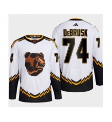 Men's Boston Bruins #74 Jake DeBrusk White 2022-23 Reverse Retro Stitched Jersey