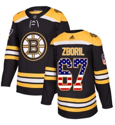 Youth Adidas Boston Bruins #67 Jakub Zboril Authentic Black USA Flag Fashion NHL Jersey