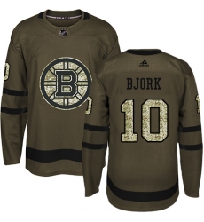 Youth Adidas Boston Bruins #10 Anders Bjork Premier Green Salute to Service NHL Jersey