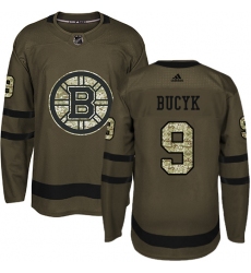Youth Adidas Boston Bruins #9 Johnny Bucyk Premier Green Salute to Service NHL Jersey