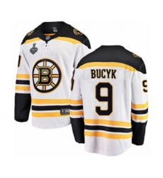 Youth Boston Bruins #9 Johnny Bucyk Authentic White Away Fanatics Branded Breakaway 2019 Stanley Cup Final Bound Hockey Jersey