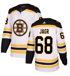 Women's Adidas Boston Bruins #68 Jaromir Jagr Authentic White Away NHL Jersey