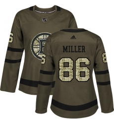 Women's Adidas Boston Bruins #86 Kevan Miller Authentic Green Salute to Service NHL Jersey