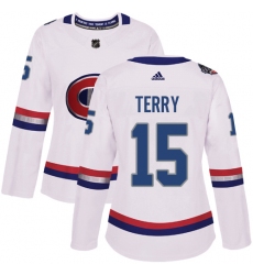 Women's Adidas Montreal Canadiens #15 Chris Terry Authentic White 2017 100 Classic NHL Jersey