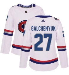 Women's Adidas Montreal Canadiens #27 Alex Galchenyuk Authentic White 2017 100 Classic NHL Jersey