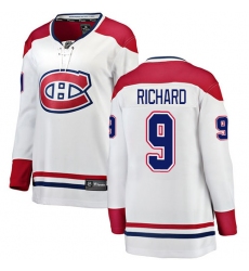 Women's Montreal Canadiens #9 Maurice Richard Authentic White Away Fanatics Branded Breakaway NHL Jersey