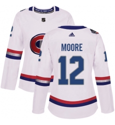 Women's Adidas Montreal Canadiens #12 Dickie Moore Authentic White 2017 100 Classic NHL Jersey