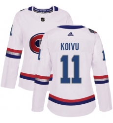 Women's Adidas Montreal Canadiens #11 Saku Koivu Authentic White 2017 100 Classic NHL Jersey