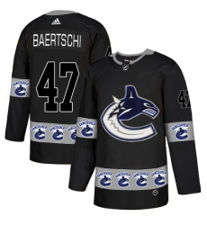 Men's Adidas Vancouver Canucks #47 Sven Baertschi Authentic Black Team Logo Fashion NHL Jersey