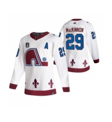 Men's Colorado Avalanche #29 Nathan MacKinnon White 2022 Stanley Cup Final Patch Reverse Retro Stitched Jersey
