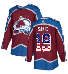 Youth Adidas Colorado Avalanche #19 Joe Sakic Authentic Burgundy Red USA Flag Fashion NHL Jersey