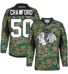 Youth Reebok Chicago Blackhawks #50 Corey Crawford Premier Camo Veterans Day Practice NHL Jersey