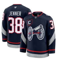 Men's Columbus Blue Jackets #38 Boone Jenner Navy 2024-25 With C Stitched Hockey Jersey