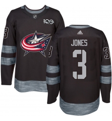 Men's Adidas Columbus Blue Jackets #3 Seth Jones Premier Black 1917-2017 100th Anniversary NHL Jersey