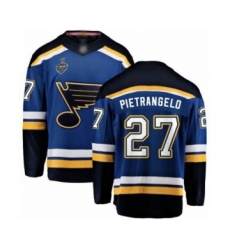 Youth St. Louis Blues #27 Alex Pietrangelo Fanatics Branded Royal Blue Home Breakaway 2019 Stanley Cup Final Bound Hockey Jersey